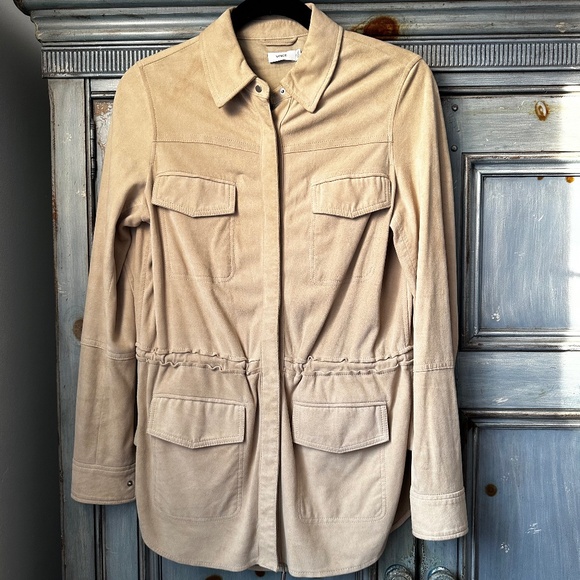 Vince Beige Suede Parka Utility Jacket Size XS - Picture 2 of 9